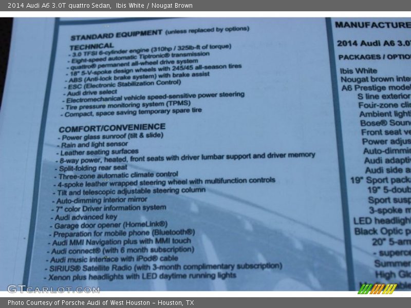 Ibis White / Nougat Brown 2014 Audi A6 3.0T quattro Sedan