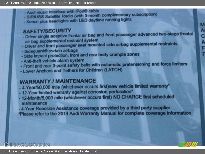 Ibis White / Nougat Brown 2014 Audi A6 3.0T quattro Sedan