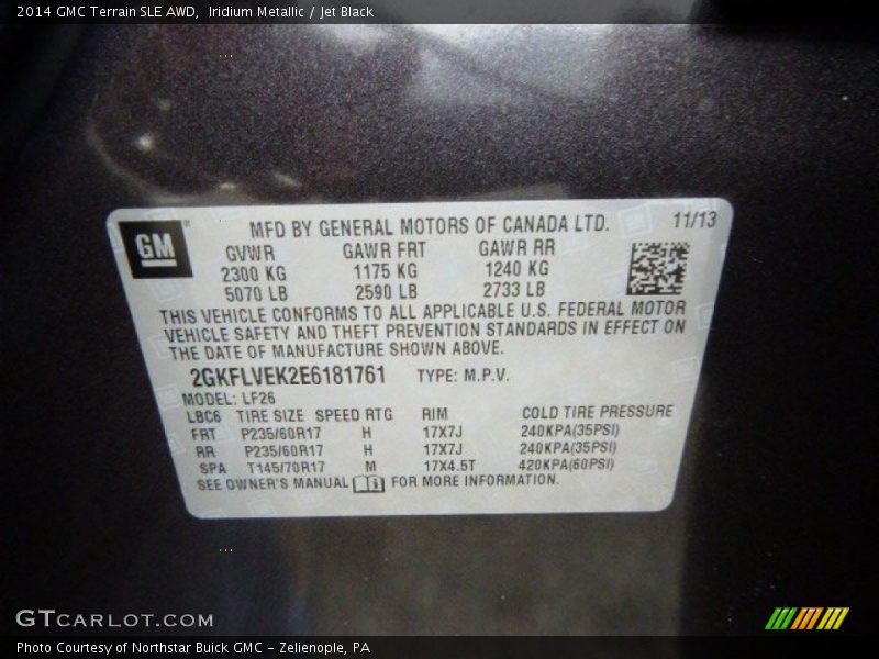 Iridium Metallic / Jet Black 2014 GMC Terrain SLE AWD