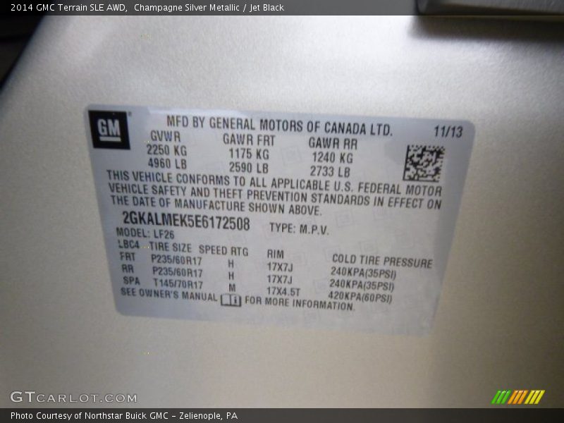 Champagne Silver Metallic / Jet Black 2014 GMC Terrain SLE AWD