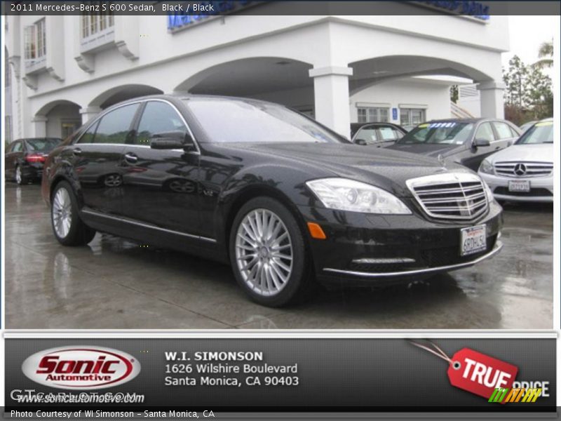 Black / Black 2011 Mercedes-Benz S 600 Sedan