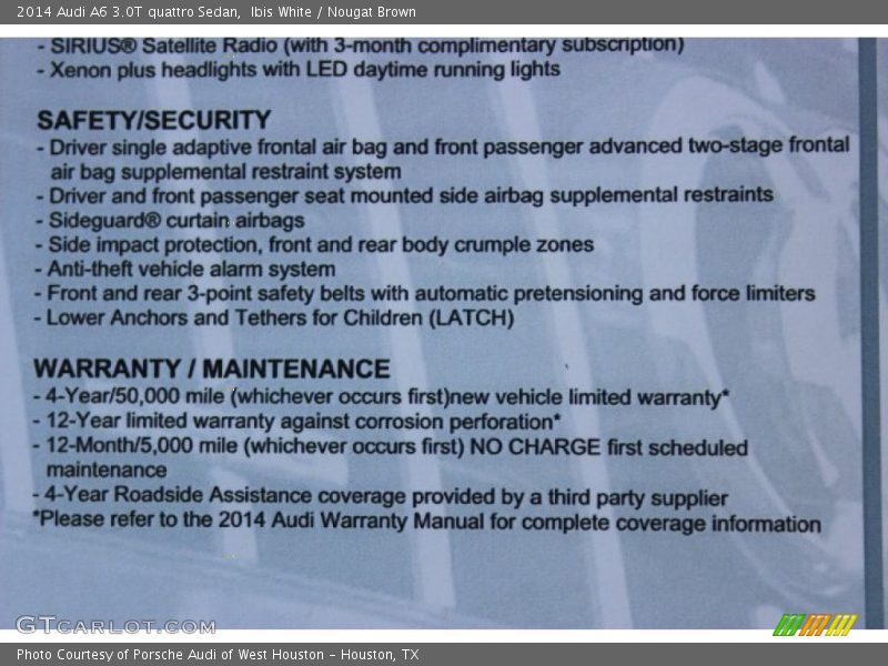 Ibis White / Nougat Brown 2014 Audi A6 3.0T quattro Sedan