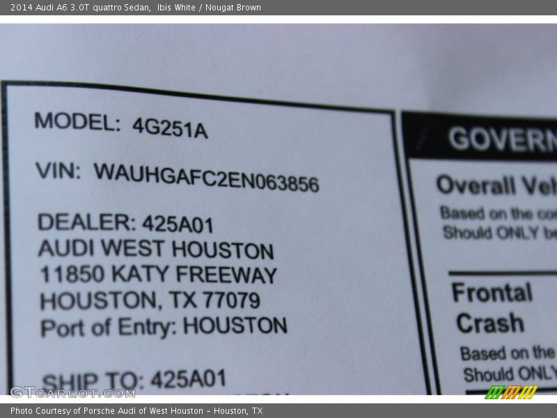 Ibis White / Nougat Brown 2014 Audi A6 3.0T quattro Sedan