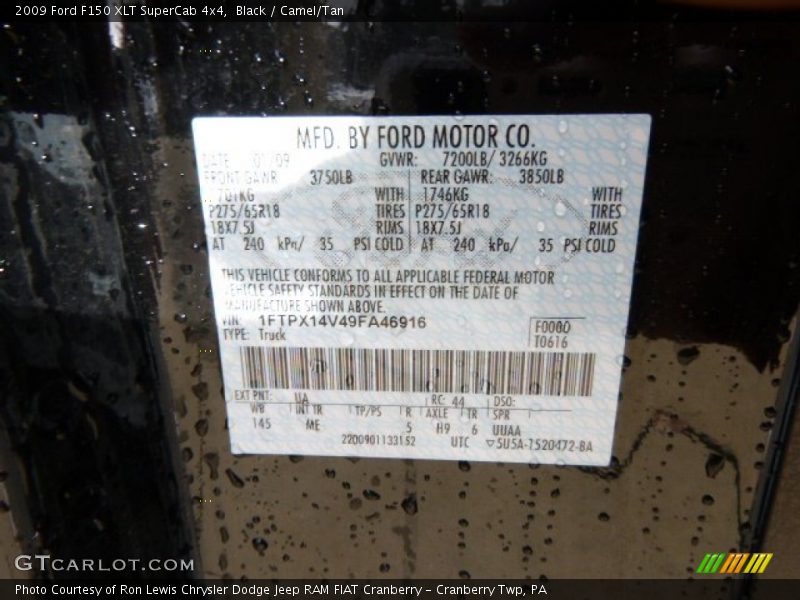 Black / Camel/Tan 2009 Ford F150 XLT SuperCab 4x4