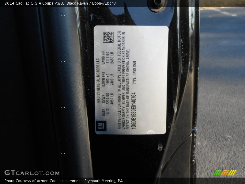 Black Raven / Ebony/Ebony 2014 Cadillac CTS 4 Coupe AWD