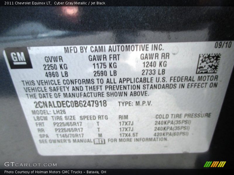 Cyber Gray Metallic / Jet Black 2011 Chevrolet Equinox LT
