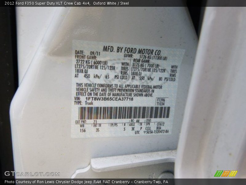 Oxford White / Steel 2012 Ford F350 Super Duty XLT Crew Cab 4x4