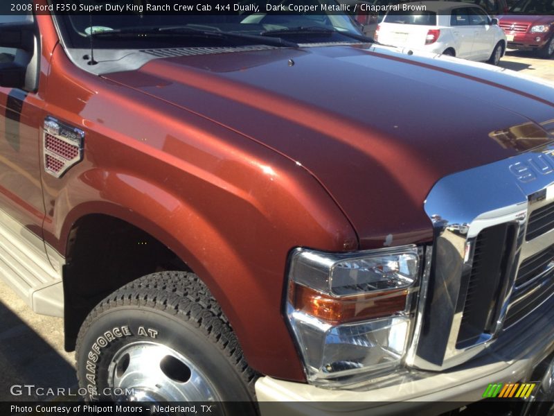 Dark Copper Metallic / Chaparral Brown 2008 Ford F350 Super Duty King Ranch Crew Cab 4x4 Dually
