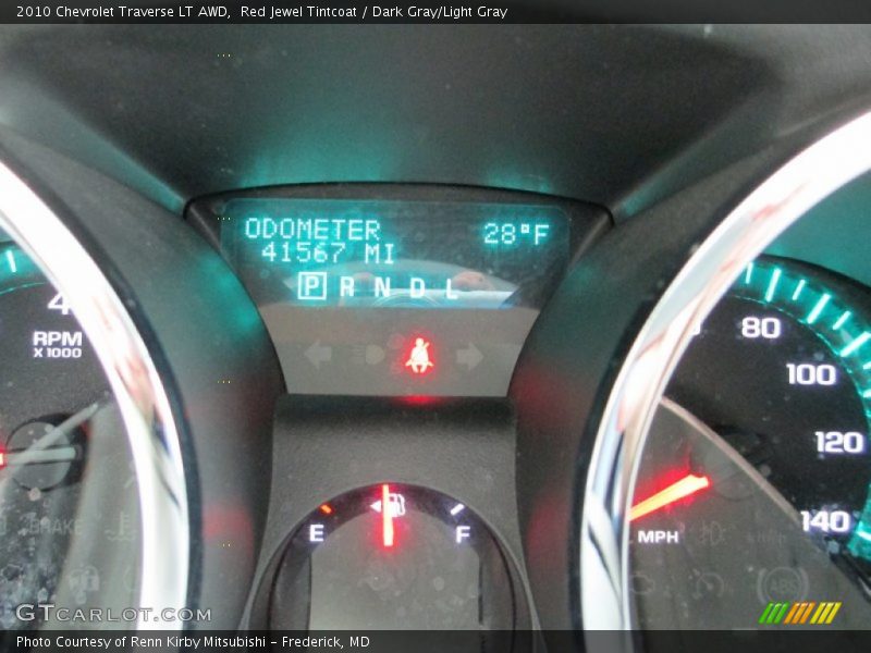 Red Jewel Tintcoat / Dark Gray/Light Gray 2010 Chevrolet Traverse LT AWD