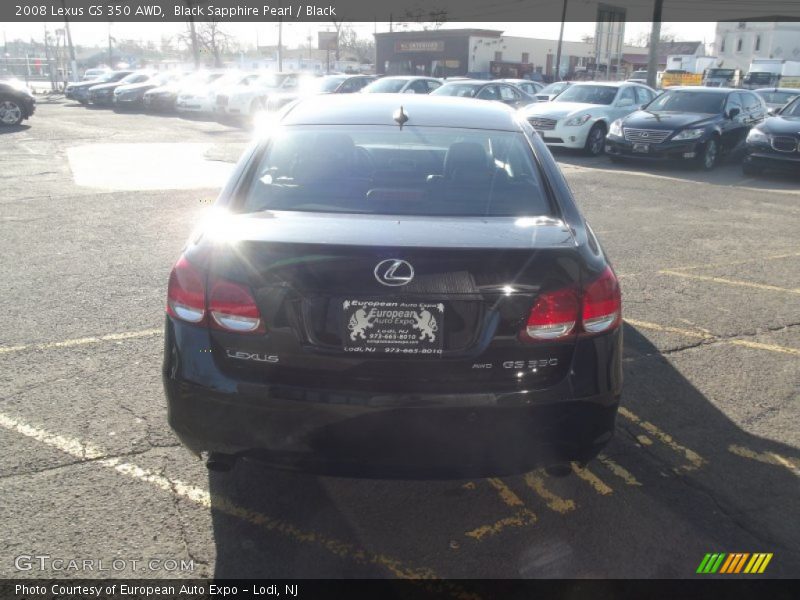 Black Sapphire Pearl / Black 2008 Lexus GS 350 AWD