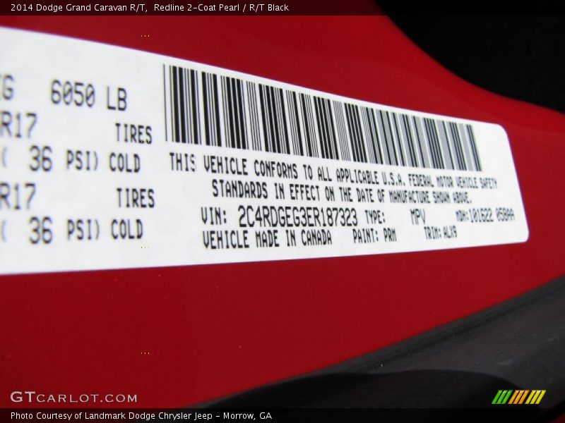 Redline 2-Coat Pearl / R/T Black 2014 Dodge Grand Caravan R/T