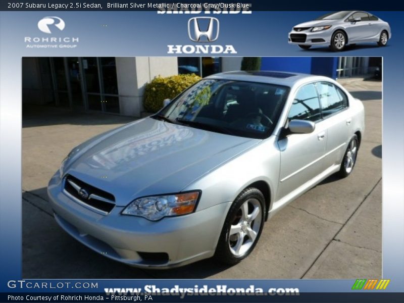 Brilliant Silver Metallic / Charcoal Gray/Dusk Blue 2007 Subaru Legacy 2.5i Sedan