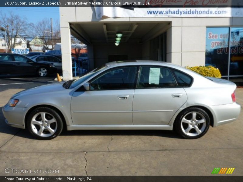 Brilliant Silver Metallic / Charcoal Gray/Dusk Blue 2007 Subaru Legacy 2.5i Sedan