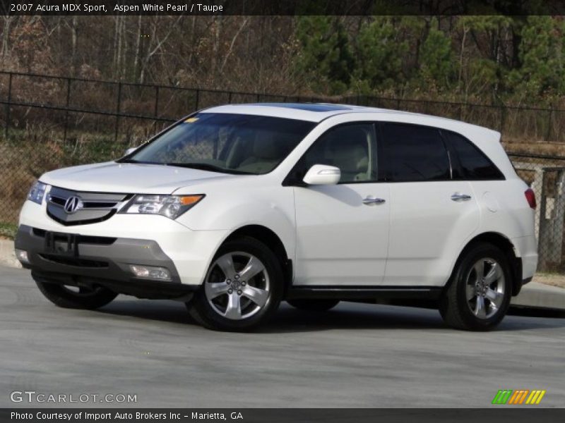 Aspen White Pearl / Taupe 2007 Acura MDX Sport