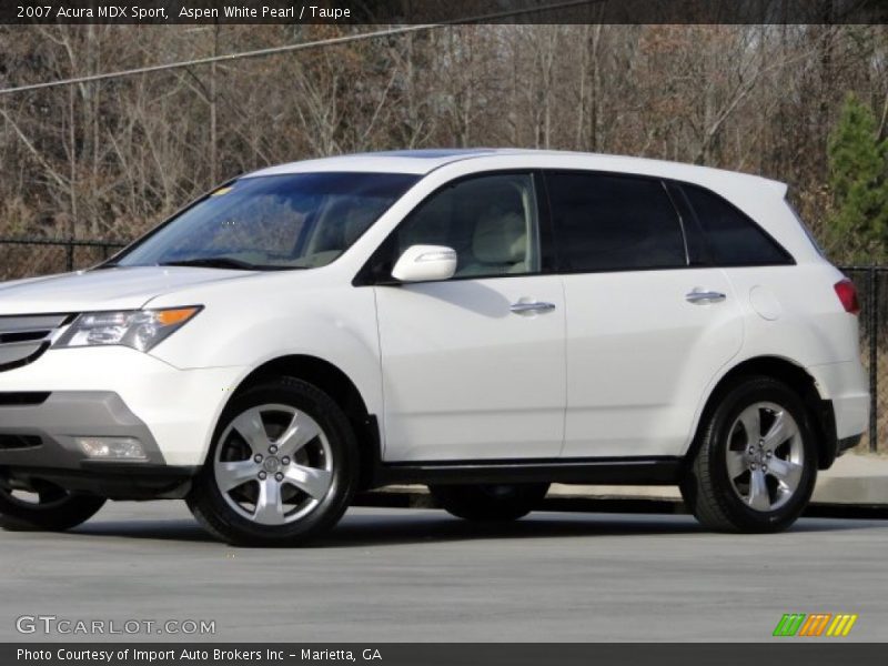 Aspen White Pearl / Taupe 2007 Acura MDX Sport