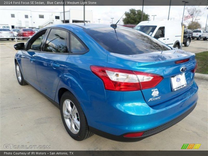 Blue Candy / Medium Light Stone 2014 Ford Focus SE Sedan