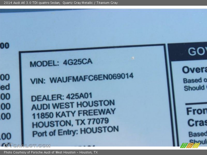 Quartz Gray Metallic / Titanium Gray 2014 Audi A6 3.0 TDI quattro Sedan