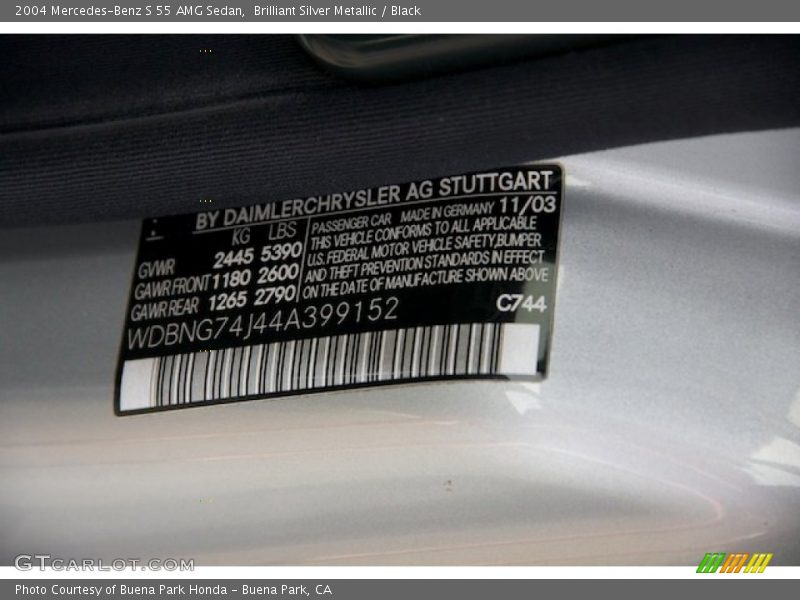Brilliant Silver Metallic / Black 2004 Mercedes-Benz S 55 AMG Sedan