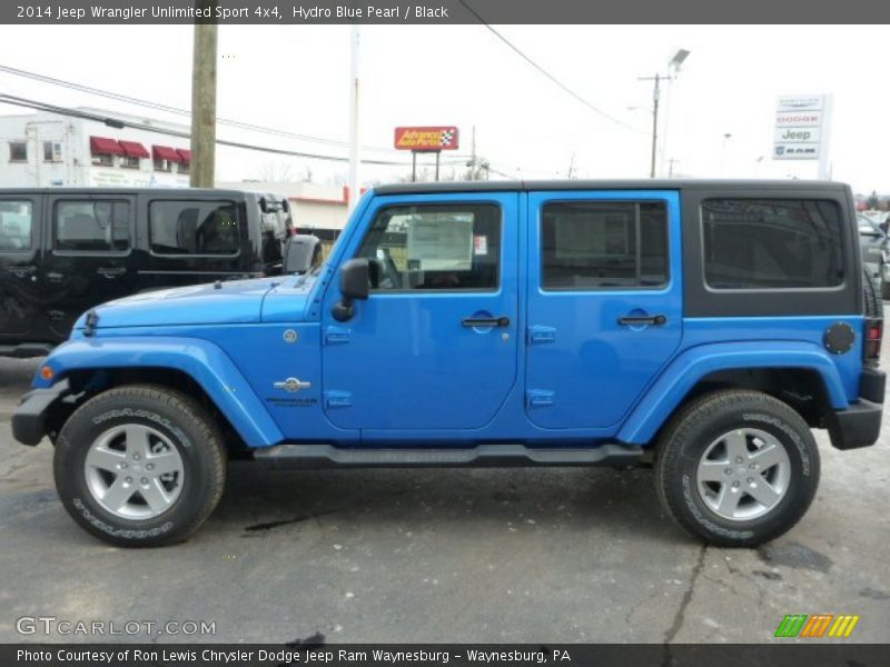 Hydro Blue Pearl / Black 2014 Jeep Wrangler Unlimited Sport 4x4