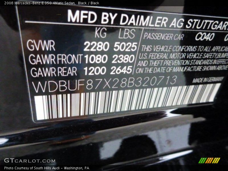Black / Black 2008 Mercedes-Benz E 350 4Matic Sedan