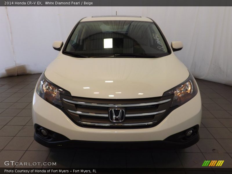White Diamond Pearl / Beige 2014 Honda CR-V EX