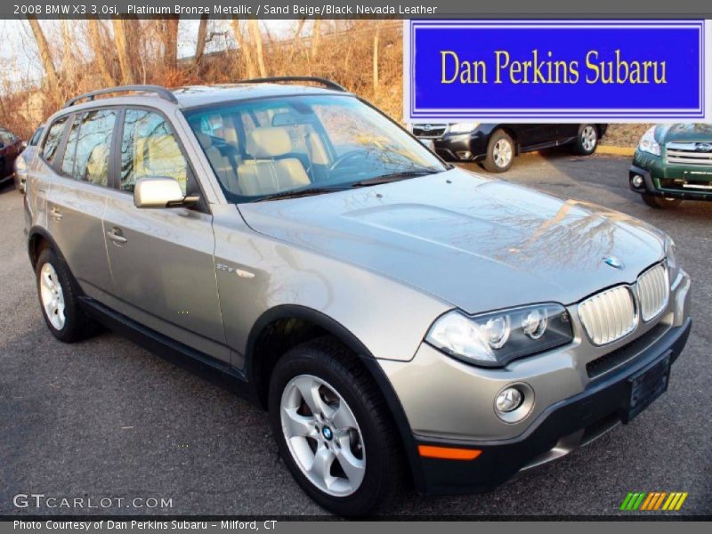 Platinum Bronze Metallic / Sand Beige/Black Nevada Leather 2008 BMW X3 3.0si