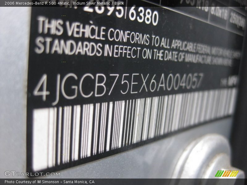 Iridium Silver Metallic / Black 2006 Mercedes-Benz R 500 4Matic