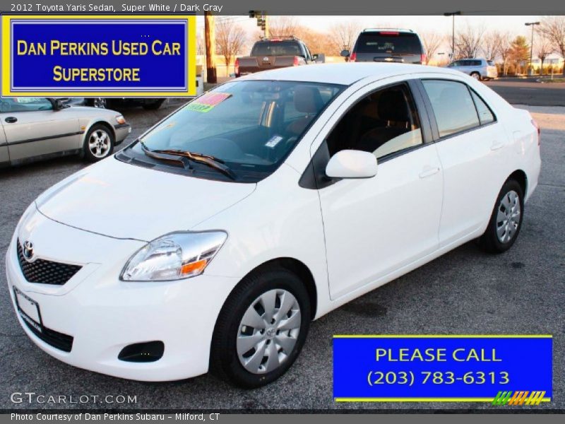 Super White / Dark Gray 2012 Toyota Yaris Sedan