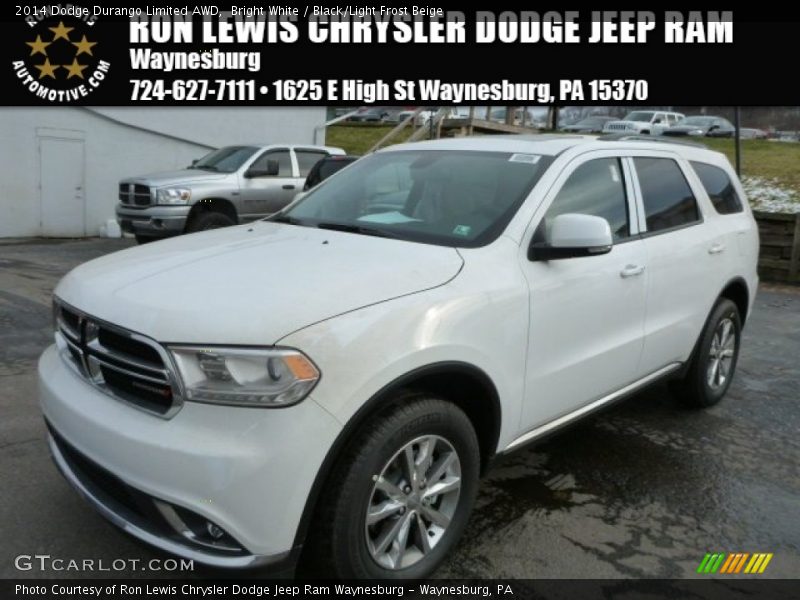 Bright White / Black/Light Frost Beige 2014 Dodge Durango Limited AWD