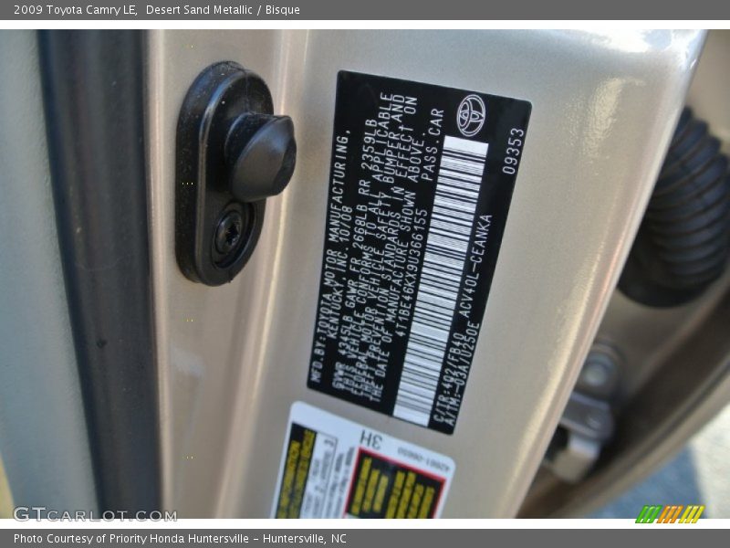 Desert Sand Metallic / Bisque 2009 Toyota Camry LE