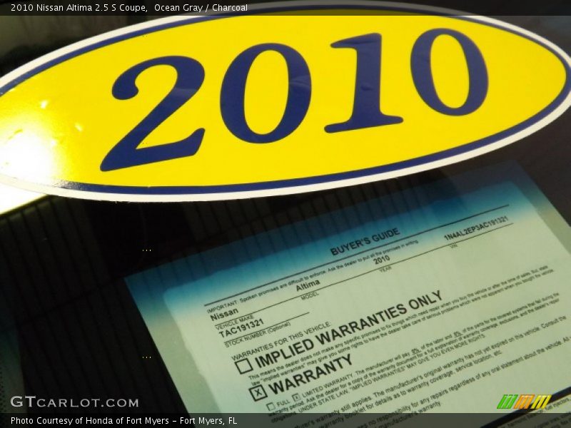 Ocean Gray / Charcoal 2010 Nissan Altima 2.5 S Coupe