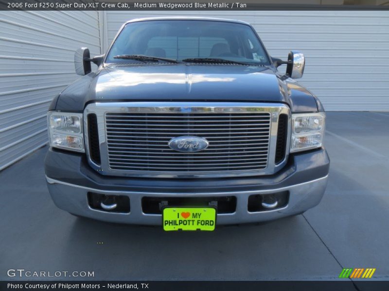 Medium Wedgewood Blue Metallic / Tan 2006 Ford F250 Super Duty XLT Crew Cab