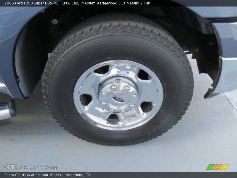 Medium Wedgewood Blue Metallic / Tan 2006 Ford F250 Super Duty XLT Crew Cab