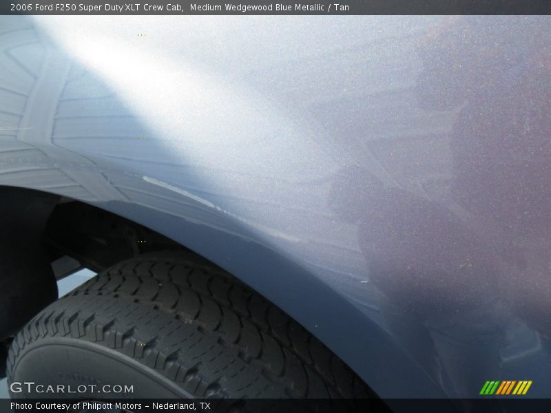 Medium Wedgewood Blue Metallic / Tan 2006 Ford F250 Super Duty XLT Crew Cab