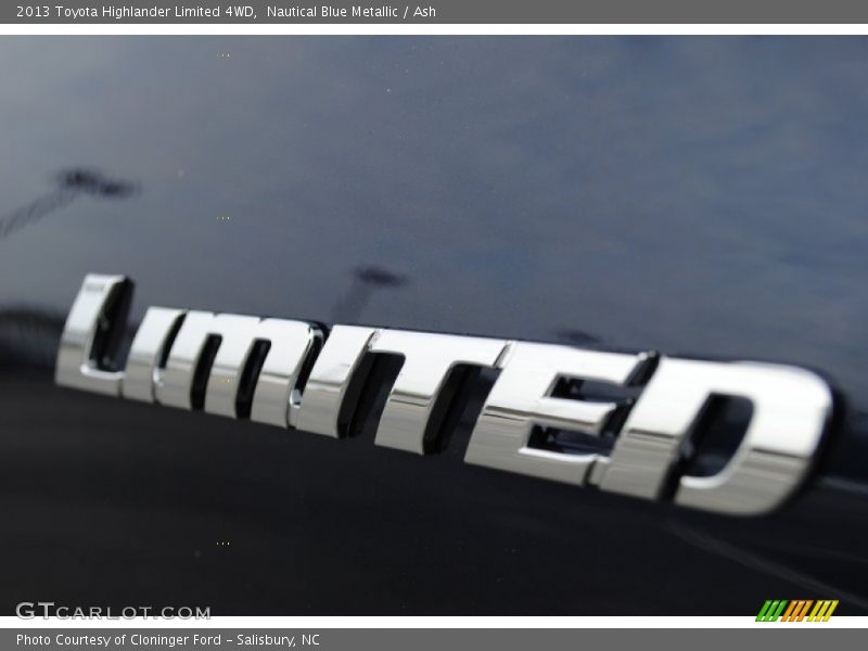 Nautical Blue Metallic / Ash 2013 Toyota Highlander Limited 4WD