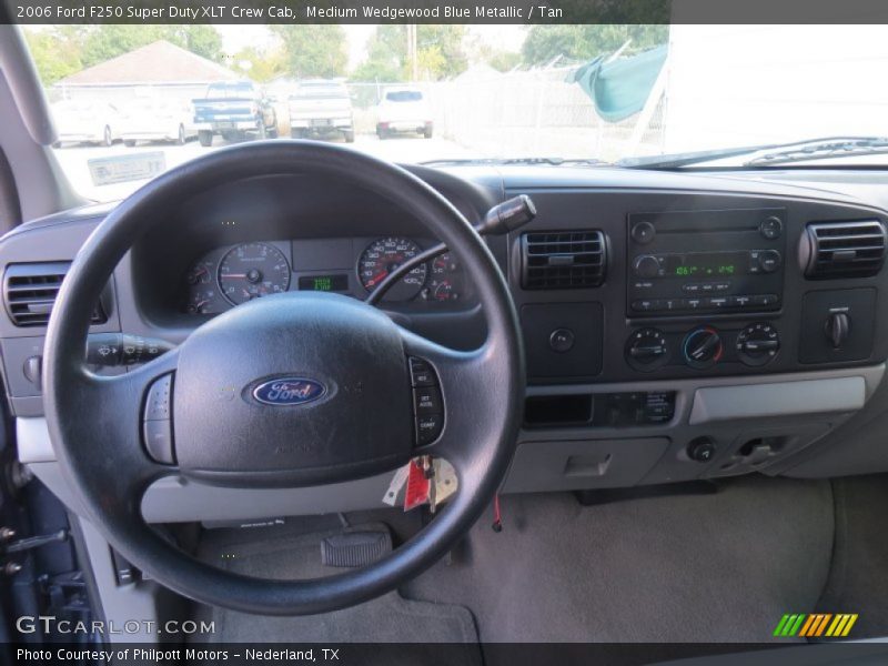 Medium Wedgewood Blue Metallic / Tan 2006 Ford F250 Super Duty XLT Crew Cab