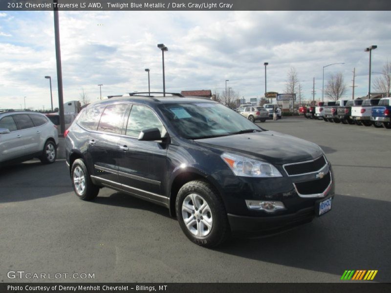 Twilight Blue Metallic / Dark Gray/Light Gray 2012 Chevrolet Traverse LS AWD