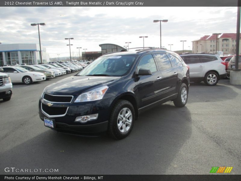 Twilight Blue Metallic / Dark Gray/Light Gray 2012 Chevrolet Traverse LS AWD