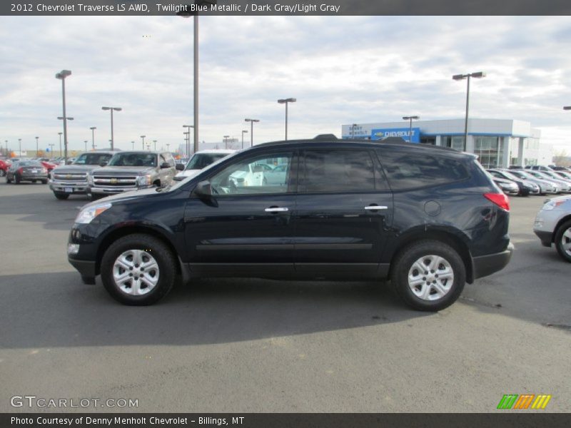 Twilight Blue Metallic / Dark Gray/Light Gray 2012 Chevrolet Traverse LS AWD