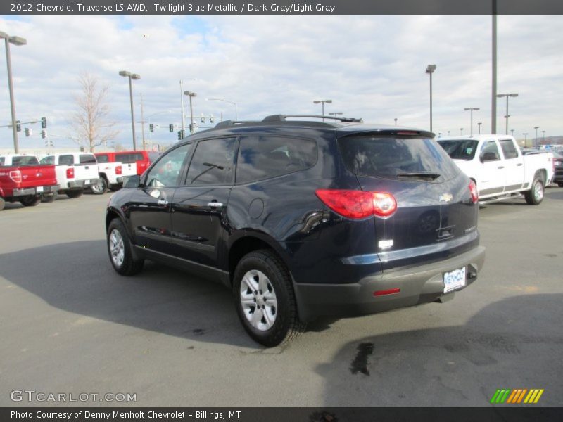 Twilight Blue Metallic / Dark Gray/Light Gray 2012 Chevrolet Traverse LS AWD