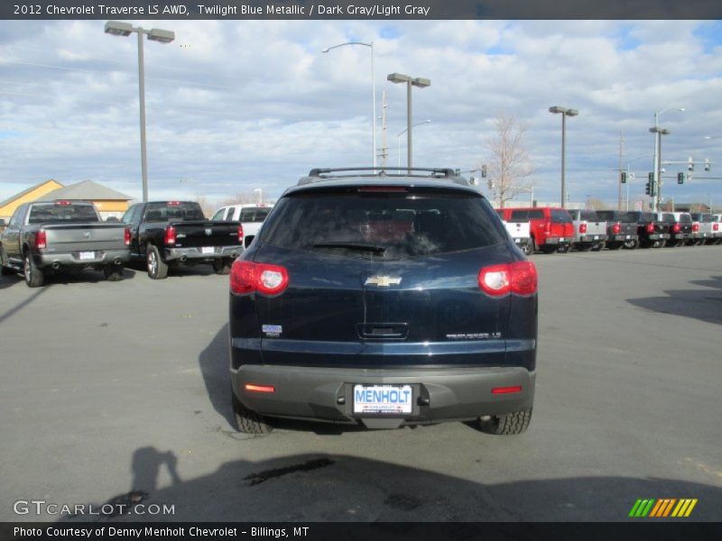 Twilight Blue Metallic / Dark Gray/Light Gray 2012 Chevrolet Traverse LS AWD
