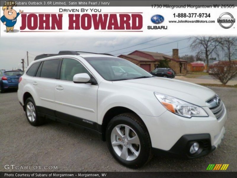 Satin White Pearl / Ivory 2014 Subaru Outback 3.6R Limited