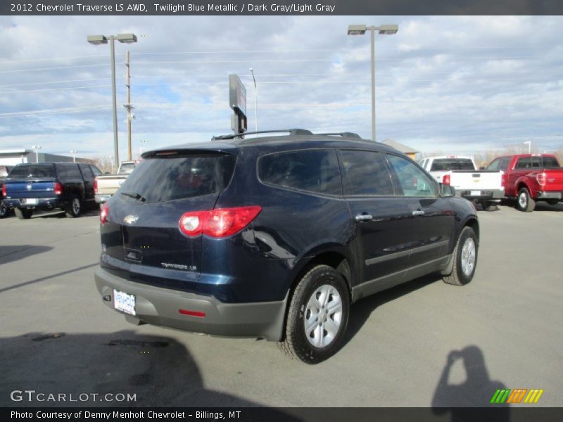 Twilight Blue Metallic / Dark Gray/Light Gray 2012 Chevrolet Traverse LS AWD