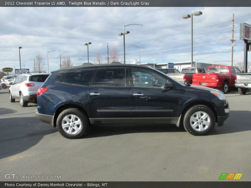 Twilight Blue Metallic / Dark Gray/Light Gray 2012 Chevrolet Traverse LS AWD