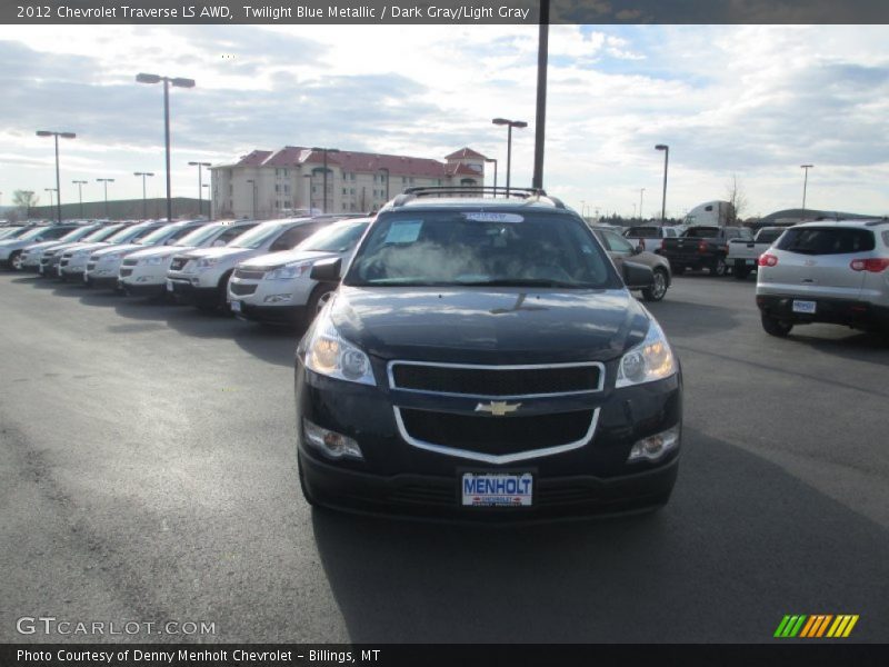 Twilight Blue Metallic / Dark Gray/Light Gray 2012 Chevrolet Traverse LS AWD