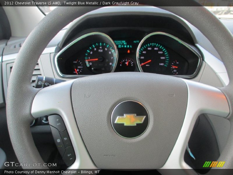 Twilight Blue Metallic / Dark Gray/Light Gray 2012 Chevrolet Traverse LS AWD