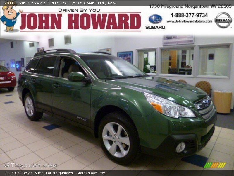 Cypress Green Pearl / Ivory 2014 Subaru Outback 2.5i Premium