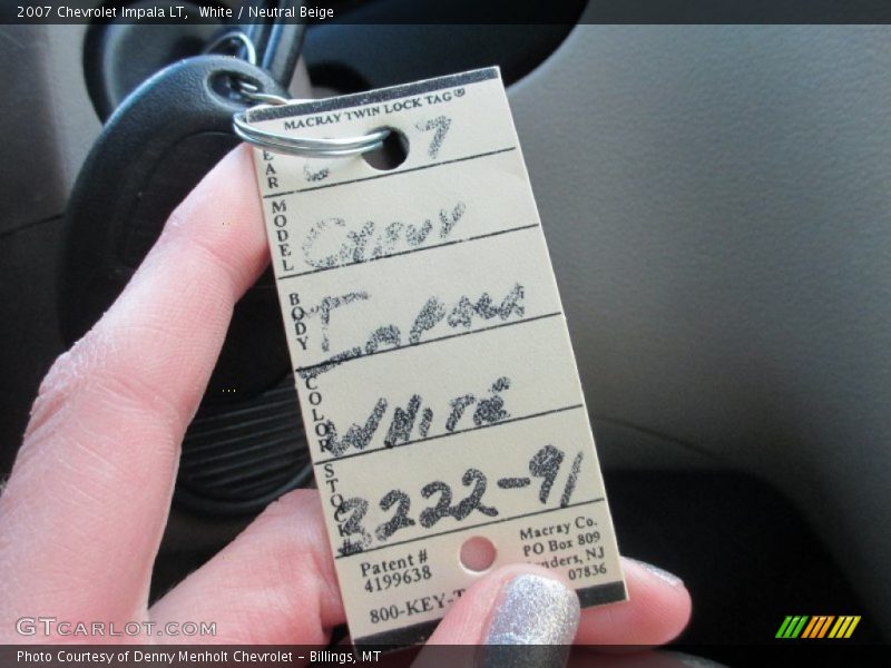 White / Neutral Beige 2007 Chevrolet Impala LT