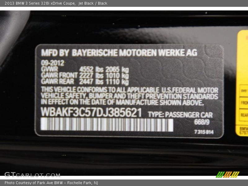 Jet Black / Black 2013 BMW 3 Series 328i xDrive Coupe