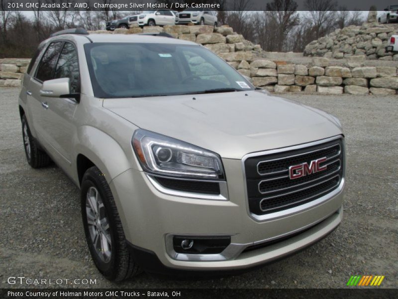 Champagne Silver Metallic / Dark Cashmere 2014 GMC Acadia SLT AWD